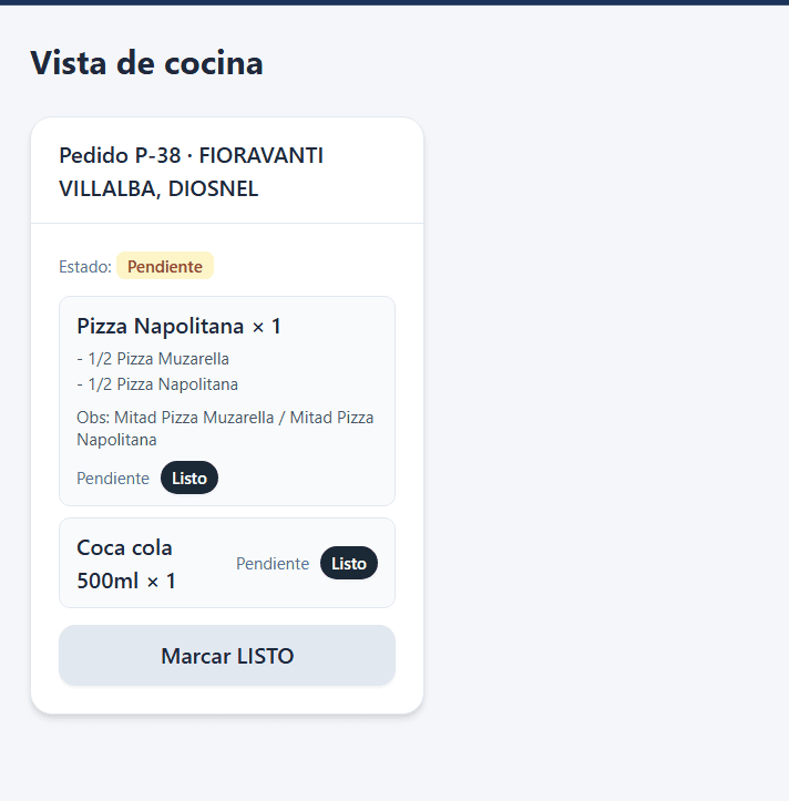 Captura del proyecto Comanda para restaurantes